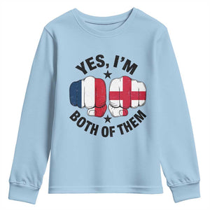 Yes Im Both Of Them France England Flag Fists Graphic Youth Sweatshirt French English Anglo Dual Pride Heritage
