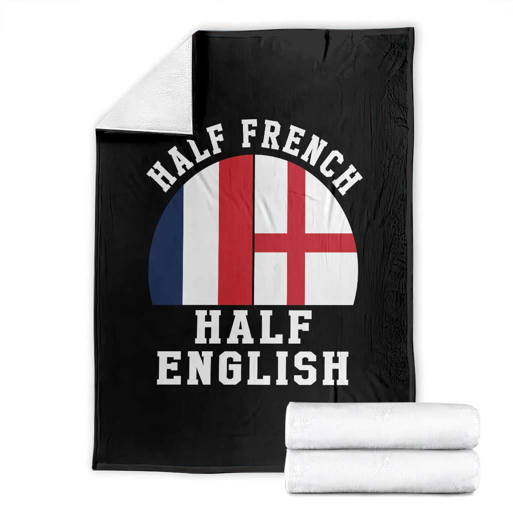 Half French Half English Split Flag Graphic Throw Blanket Patriotic Anglo England France Dual Heritage DNA Ancestry TS02 Black Print Your Wear