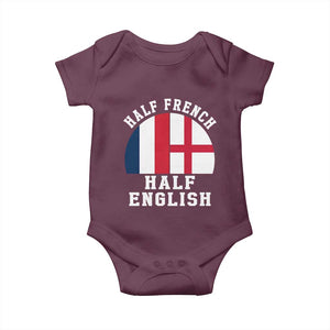 Half French Half English Split Flag Graphic Baby Onesie Patriotic Anglo England France Dual Heritage DNA Ancestry TS02 Maroon Print Your Wear