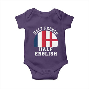 Half French Half English Split Flag Graphic Baby Onesie Patriotic Anglo England France Dual Heritage DNA Ancestry TS02 Purple Print Your Wear
