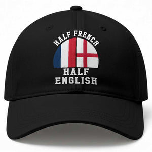 Half French Half English Split Flag Graphic Baseball Cap Patriotic Anglo England France Dual Heritage DNA Ancestry TS02 Print Your Wear
