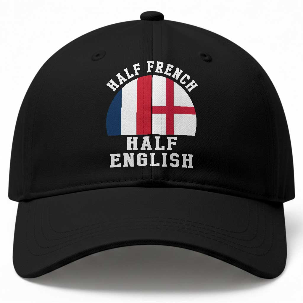 Half French Half English Split Flag Graphic Baseball Cap Patriotic Anglo England France Dual Heritage DNA Ancestry TS02 Print Your Wear