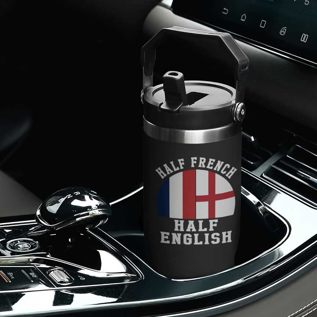 Half French Half English Split Flag Graphic Flip Straw Tumbler Patriotic Anglo England France Dual Heritage DNA Ancestry TS02 Print Your Wear
