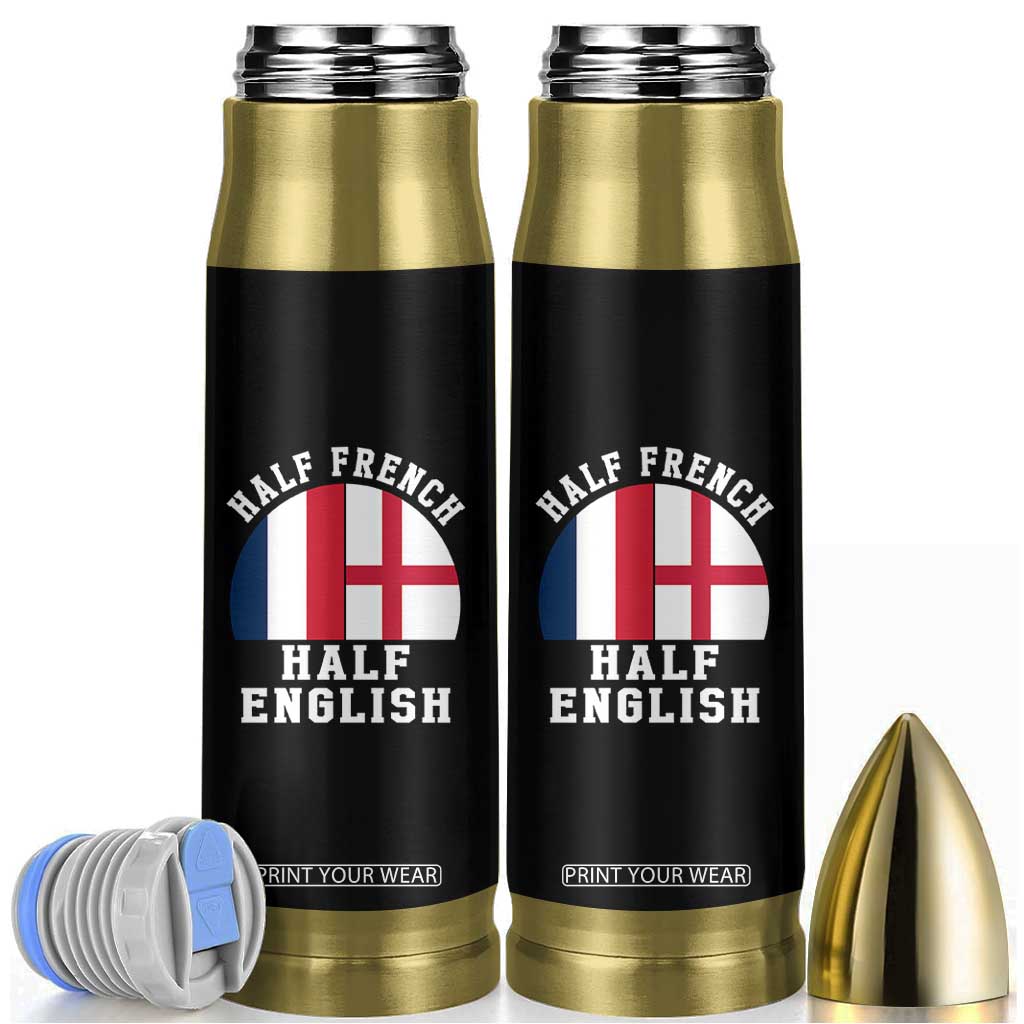 Half French Half English Split Flag Graphic Bullet Tumbler Patriotic Anglo England France Dual Heritage DNA Ancestry TS02 Black Print Your Wear