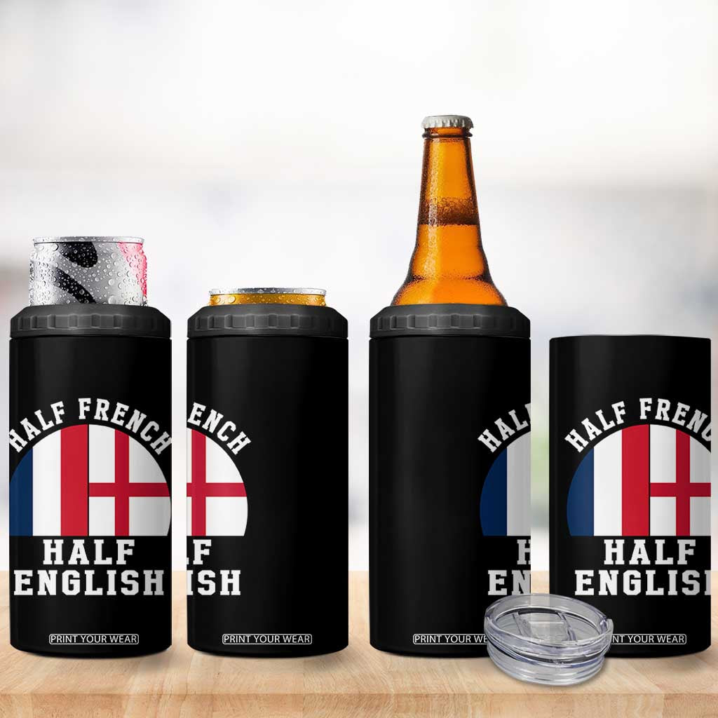 Half French Half English Split Flag Graphic 4 in 1 Can Cooler Tumbler Patriotic Anglo England France Dual Heritage DNA Ancestry TS02 Print Your Wear