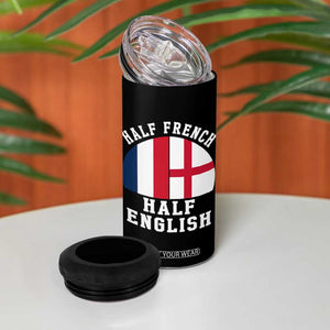 Half French Half English Split Flag Graphic 4 in 1 Can Cooler Tumbler Patriotic Anglo England France Dual Heritage DNA Ancestry TS02 Print Your Wear