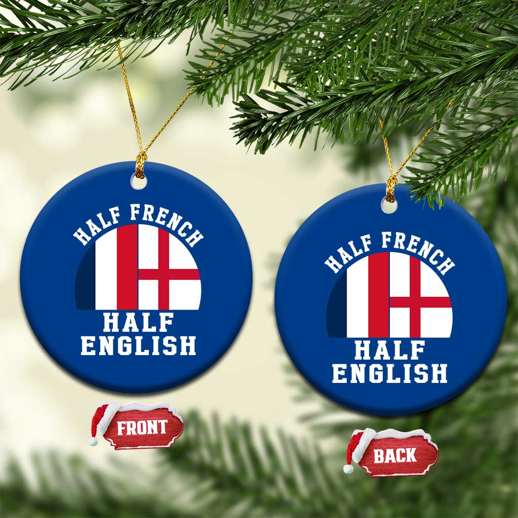 Half French Half English Split Flag Graphic Ceramic Ornament Patriotic Anglo England France Dual Heritage DNA Ancestry TS02 1pc Blue Print Your Wear
