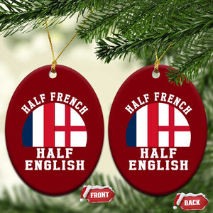 Half French Half English Split Flag Graphic Ceramic Ornament Patriotic Anglo England France Dual Heritage DNA Ancestry TS02 Print Your Wear