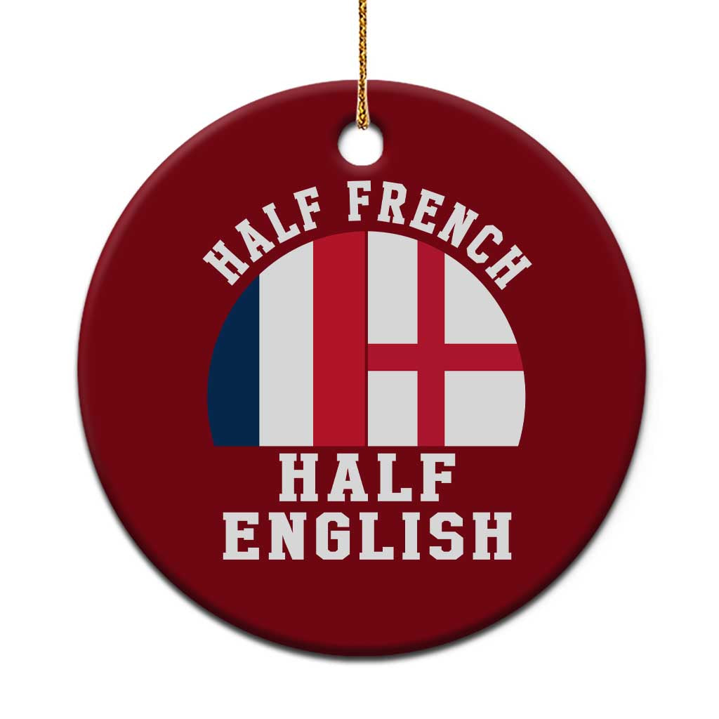 Half French Half English Split Flag Graphic Ceramic Ornament Patriotic Anglo England France Dual Heritage DNA Ancestry TS02 1pc Red Print Your Wear