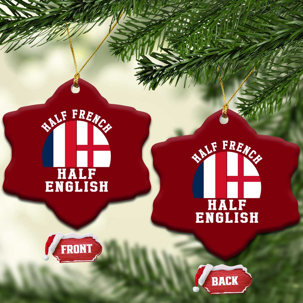 Half French Half English Split Flag Graphic Ceramic Ornament Patriotic Anglo England France Dual Heritage DNA Ancestry TS02 Print Your Wear