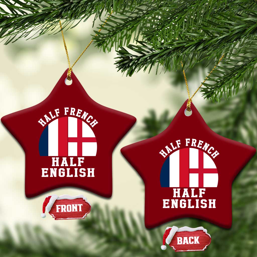 Half French Half English Split Flag Graphic Ceramic Ornament Patriotic Anglo England France Dual Heritage DNA Ancestry TS02 Print Your Wear