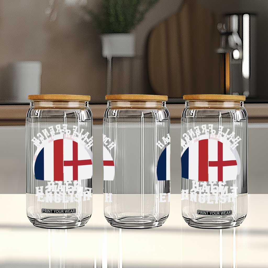 Half French Half English Split Flag Graphic Glass Can Patriotic Anglo England France Dual Heritage DNA Ancestry TS02 Print Your Wear