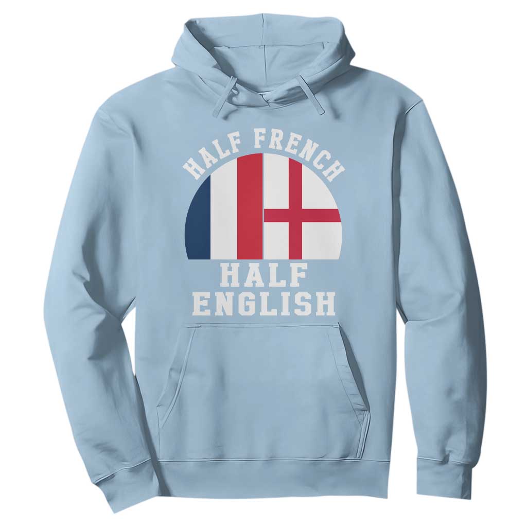 Half French Half English Split Flag Graphic Hoodie Patriotic Anglo England France Dual Heritage DNA Ancestry