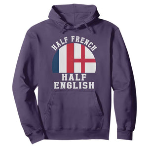 Half French Half English Split Flag Graphic Hoodie Patriotic Anglo England France Dual Heritage DNA Ancestry