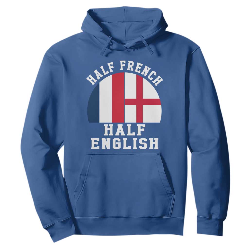 Half French Half English Split Flag Graphic Hoodie Patriotic Anglo England France Dual Heritage DNA Ancestry