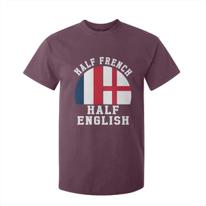 Half French Half English Split Flag Graphic T Shirt For Kid Patriotic Anglo England France Dual Heritage DNA Ancestry
