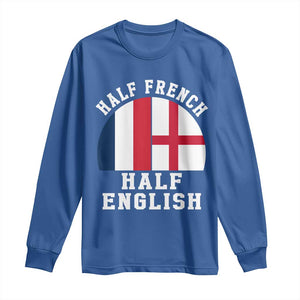 Half French Half English Split Flag Graphic Long Sleeve Shirt Patriotic Anglo England France Dual Heritage DNA Ancestry