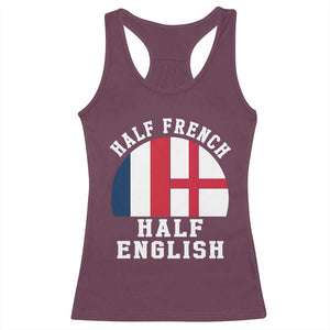 Half French Half English Split Flag Graphic Racerback Tank Top Patriotic Anglo England France Dual Heritage DNA Ancestry TS02 Maroon Print Your Wear