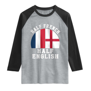 Half French Half English Split Flag Graphic Raglan Shirt Patriotic Anglo England France Dual Heritage DNA Ancestry TS02 Heather Gray Black Print Your Wear