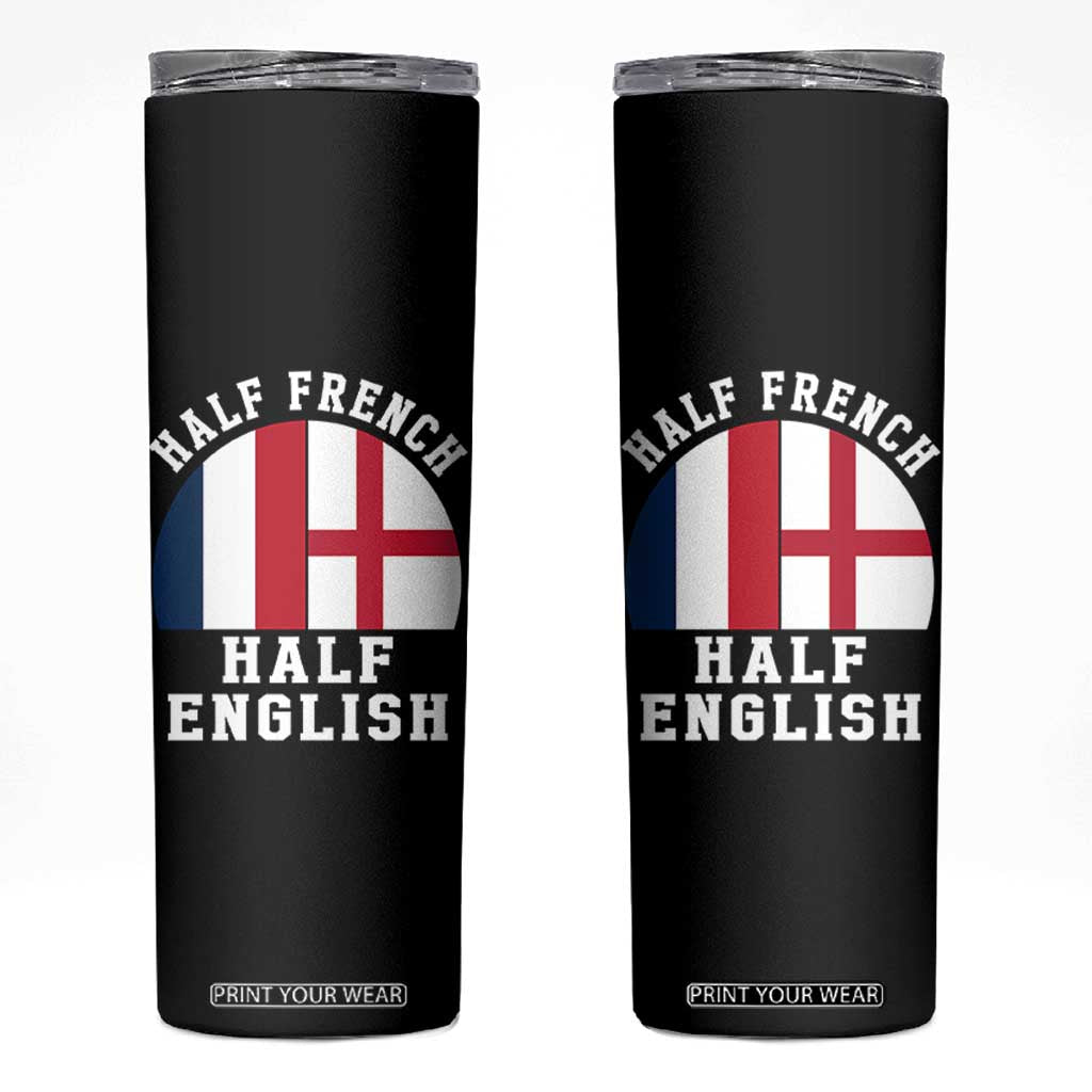 Half French Half English Split Flag Graphic Skinny Tumbler Patriotic Anglo England France Dual Heritage DNA Ancestry TS02 Black Print Your Wear