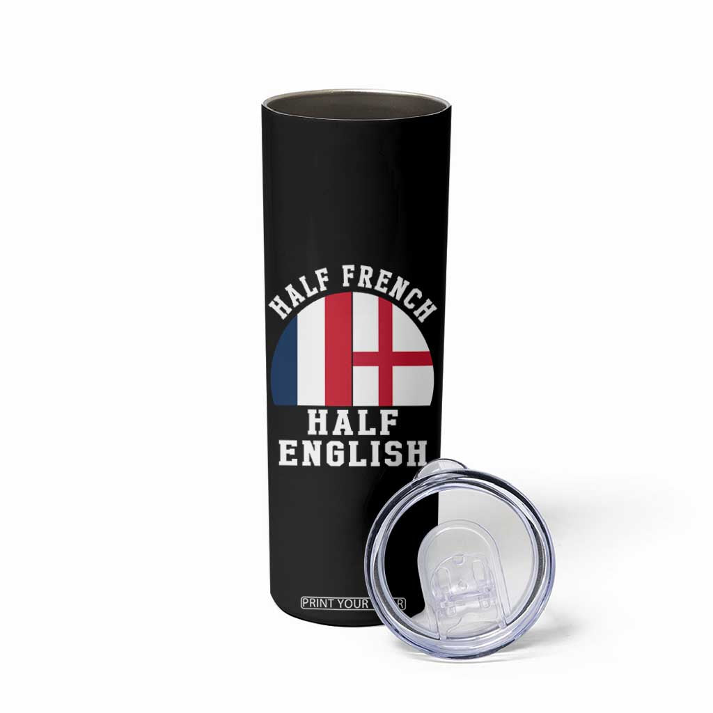 Half French Half English Split Flag Graphic Skinny Tumbler Patriotic Anglo England France Dual Heritage DNA Ancestry TS02 Print Your Wear