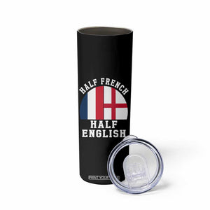 Half French Half English Split Flag Graphic Skinny Tumbler Patriotic Anglo England France Dual Heritage DNA Ancestry TS02 Print Your Wear