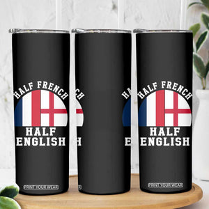 Half French Half English Split Flag Graphic Skinny Tumbler Patriotic Anglo England France Dual Heritage DNA Ancestry TS02 Print Your Wear