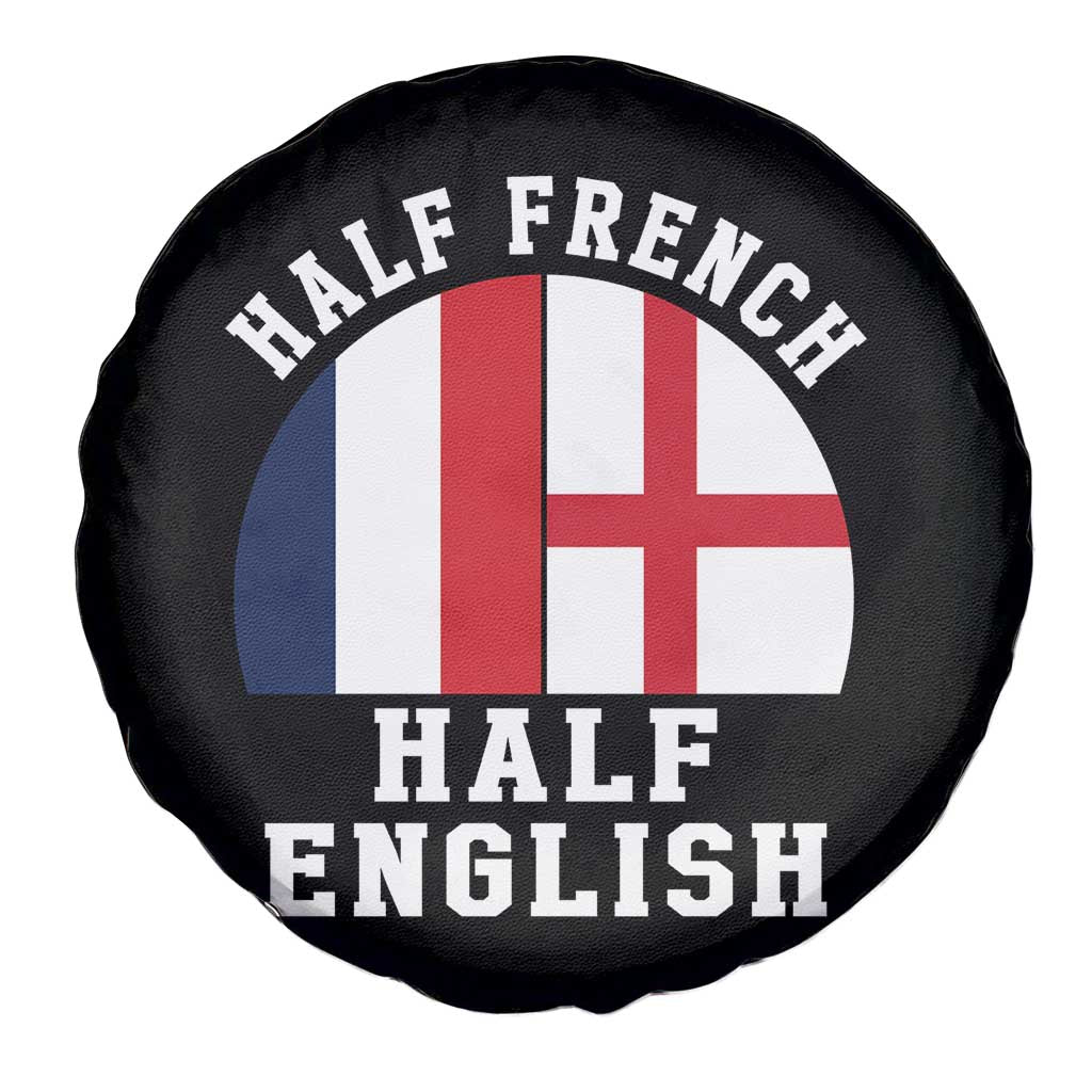 Half French Half English Split Flag Graphic Spare Tire Cover Patriotic Anglo England France Dual Heritage DNA Ancestry TS02 Print Your Wear