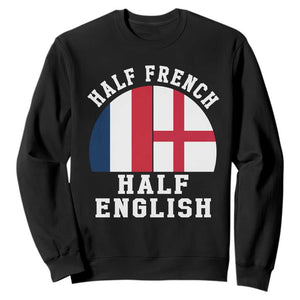 Half French Half English Split Flag Graphic Sweatshirt Patriotic Anglo England France Dual Heritage DNA Ancestry