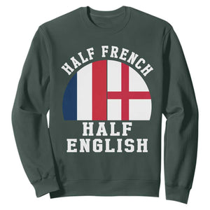 Half French Half English Split Flag Graphic Sweatshirt Patriotic Anglo England France Dual Heritage DNA Ancestry