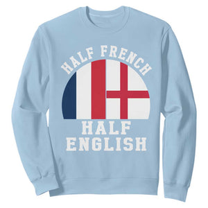 Half French Half English Split Flag Graphic Sweatshirt Patriotic Anglo England France Dual Heritage DNA Ancestry
