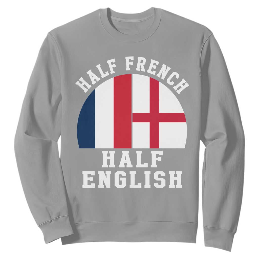 Half French Half English Split Flag Graphic Sweatshirt Patriotic Anglo England France Dual Heritage DNA Ancestry