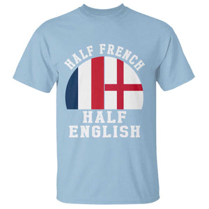 Half French Half English Split Flag Graphic T Shirt Patriotic Anglo England France Dual Heritage DNA Ancestry