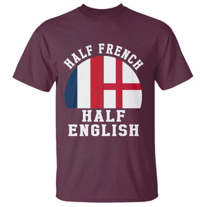Half French Half English Split Flag Graphic T Shirt Patriotic Anglo England France Dual Heritage DNA Ancestry