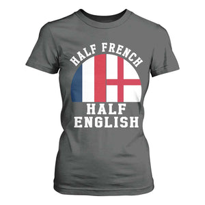 Half French Half English Split Flag Graphic T Shirt For Women Patriotic Anglo England France Dual Heritage DNA Ancestry