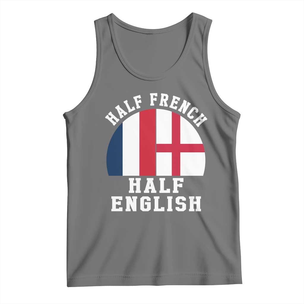 Half French Half English Split Flag Graphic Tank Top Patriotic Anglo England France Dual Heritage DNA Ancestry TS02 Black Heather Print Your Wear