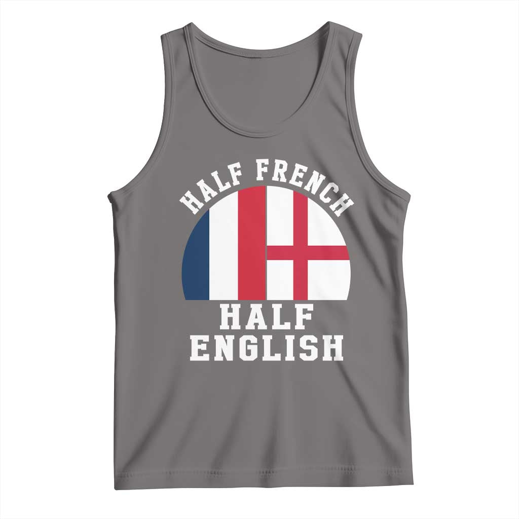 Half French Half English Split Flag Graphic Tank Top Patriotic Anglo England France Dual Heritage DNA Ancestry TS02 Deep Heather Print Your Wear