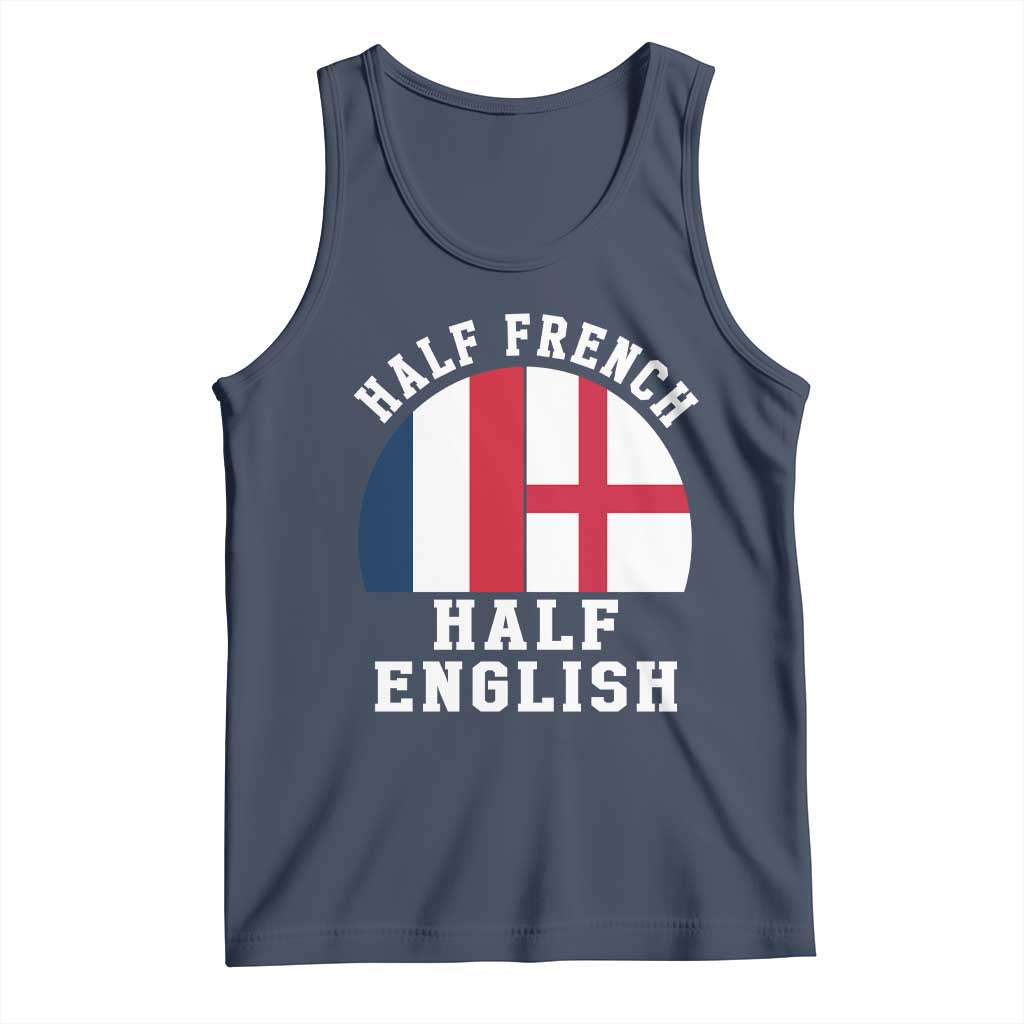 Half French Half English Split Flag Graphic Tank Top Patriotic Anglo England France Dual Heritage DNA Ancestry TS02 Navy Print Your Wear