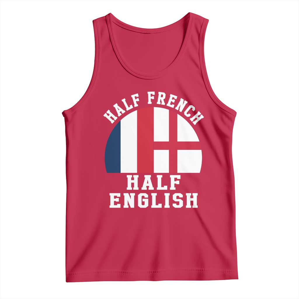 Half French Half English Split Flag Graphic Tank Top Patriotic Anglo England France Dual Heritage DNA Ancestry TS02 Red Print Your Wear