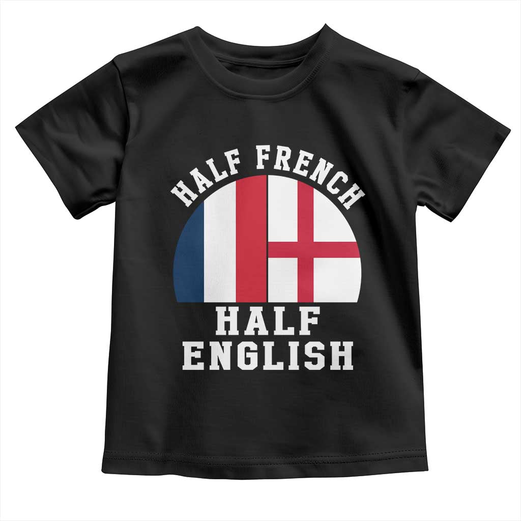 Half French Half English Split Flag Graphic Toddler T Shirt Patriotic Anglo England France Dual Heritage DNA Ancestry TS02 Black Print Your Wear