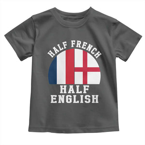 Half French Half English Split Flag Graphic Toddler T Shirt Patriotic Anglo England France Dual Heritage DNA Ancestry TS02 Dark Heather Print Your Wear