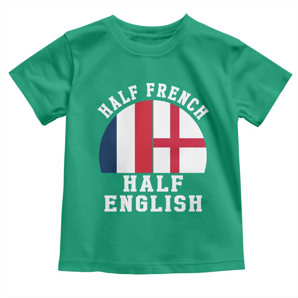 Half French Half English Split Flag Graphic Toddler T Shirt Patriotic Anglo England France Dual Heritage DNA Ancestry TS02 Irish Green Print Your Wear