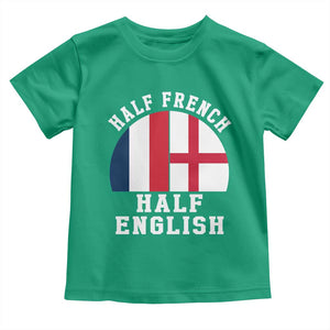 Half French Half English Split Flag Graphic Toddler T Shirt Patriotic Anglo England France Dual Heritage DNA Ancestry TS02 Irish Green Print Your Wear