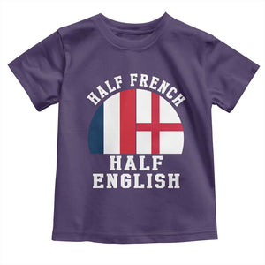 Half French Half English Split Flag Graphic Toddler T Shirt Patriotic Anglo England France Dual Heritage DNA Ancestry TS02 Purple Print Your Wear