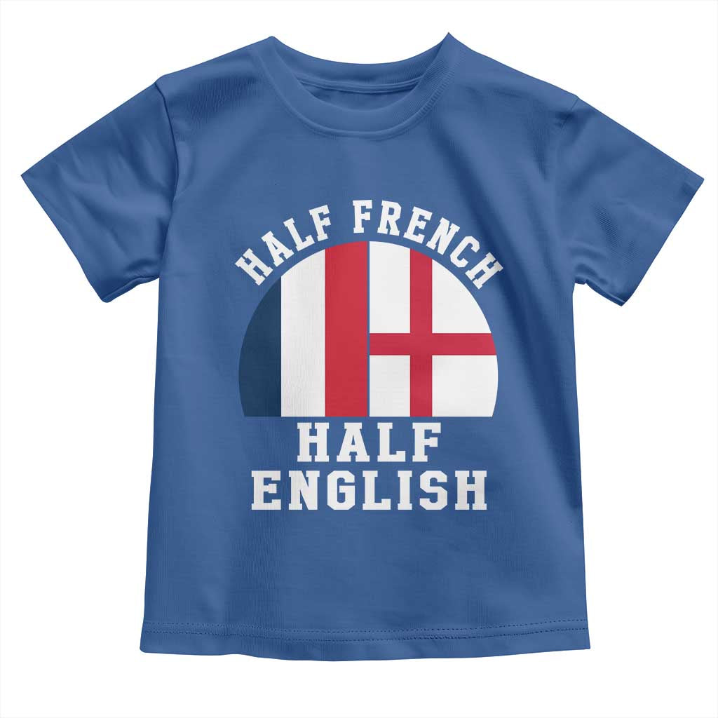 Half French Half English Split Flag Graphic Toddler T Shirt Patriotic Anglo England France Dual Heritage DNA Ancestry TS02 Royal Blue Print Your Wear