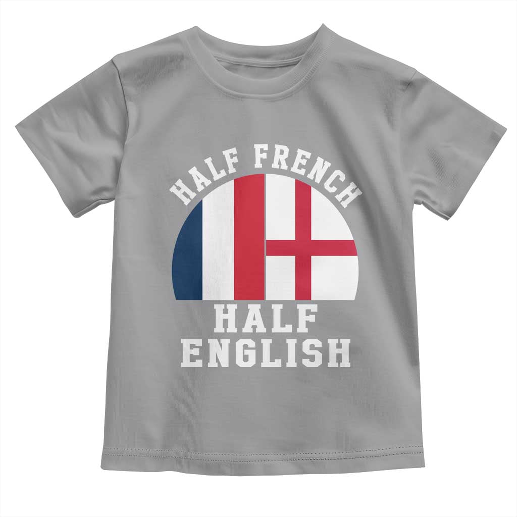 Half French Half English Split Flag Graphic Toddler T Shirt Patriotic Anglo England France Dual Heritage DNA Ancestry TS02 Sport Gray Print Your Wear