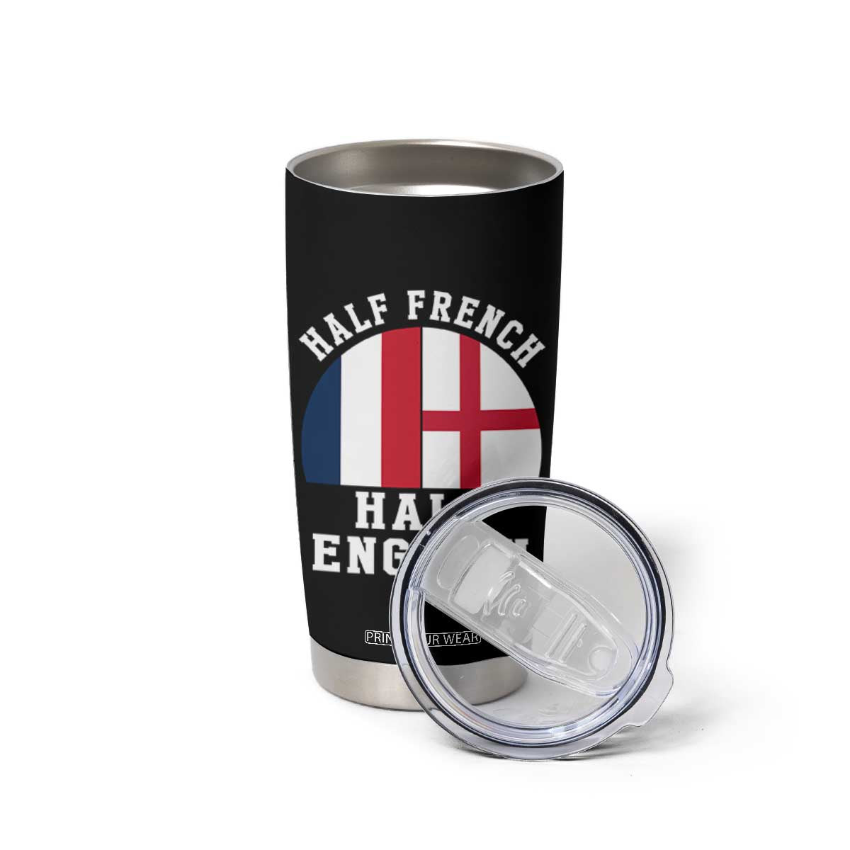 Half French Half English Split Flag Graphic Tumbler Cup Patriotic Anglo England France Dual Heritage DNA Ancestry TS02 Print Your Wear