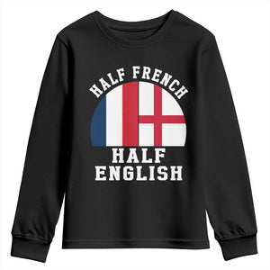 Half French Half English Split Flag Graphic Youth Sweatshirt Patriotic Anglo England France Dual Heritage DNA Ancestry