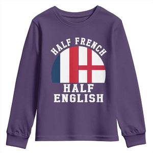 Half French Half English Split Flag Graphic Youth Sweatshirt Patriotic Anglo England France Dual Heritage DNA Ancestry