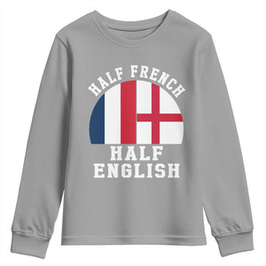 Half French Half English Split Flag Graphic Youth Sweatshirt Patriotic Anglo England France Dual Heritage DNA Ancestry